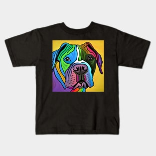 Pitbull Dog Rainbow Painting Kids T-Shirt